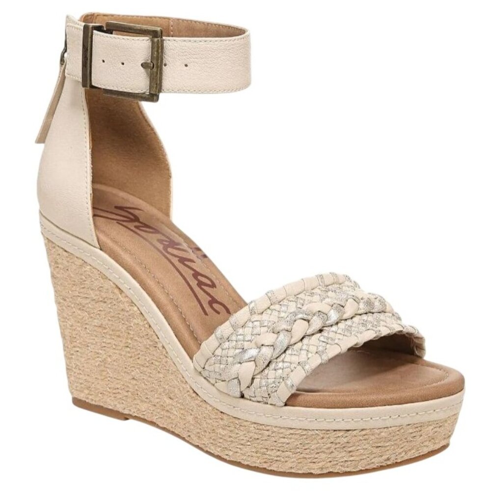NEW Zodiac Sabeen Braided‎ Espadrille Wedge Sandals Natural/Gold/Silver Size 9.5